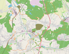 Mapa konturowa Czerwionki-Leszczyn, blisko centrum na lewo znajduje się punkt z opisem „Czuchów”