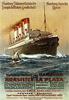 Affisch (cirka 1913) "Cap Trafalgar på Hamburg-Sydamerikalinjen"