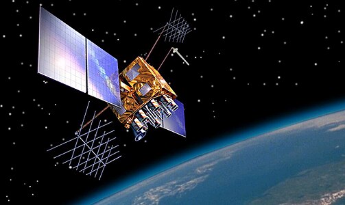 Artist's impression of a GPS-IIRM satellite in orbit