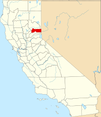 Kort over California med Sierra County markeret