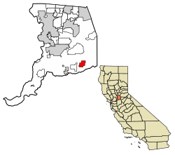 Location of Clay in Sacramento County, California.