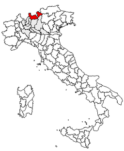 Karta över Italien med Provincia di Sondrio markerat