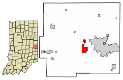 Location of Centerville in Wayne County, Indiana.