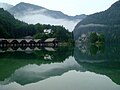 Der Bootshafen von Schönau am Königssee am späten Abend