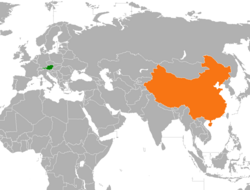 Map indicating locations of Austria and China