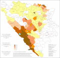 Share of Catholics in Bosnia and Herzegovina by municipalities 2013