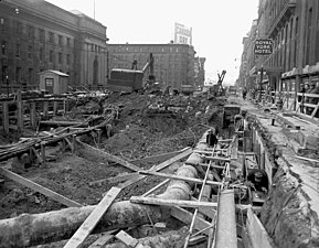 Bygget av tunnelbanan 1950.