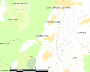Poziția localității Saint-Bauzély