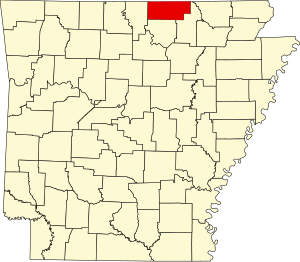 Map of Arkansas highlighting Fulton County