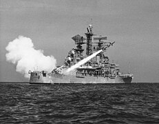 USS Little Rock fires a Talos, 4 May 1961.