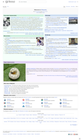 Glavna stranica Vikipedije na engleskom jeziku