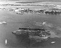 Auxiliary floating drydock USS YFD-2 arriving Pearl Harbor in 1940