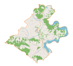 Mapa konturowa gminy Łososina Dolna, w centrum znajduje się punkt z opisem „Łososina Dolna”