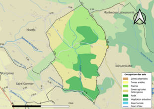 Carte en couleurs présentant l'occupation des sols.