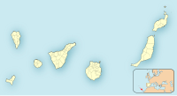 Mapa konturowa Wysp Kanaryjskich, blisko centrum na dole znajduje się punkt z opisem „LPA”