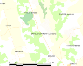 Mapa obce Castillon (Canton de Lembeye)