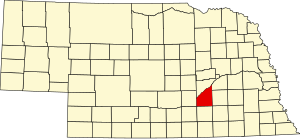 Map of Nebraska highlighting Hamilton County