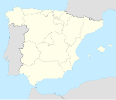 Mapa konturowa Hiszpanii, na dole po lewej znajduje się punkt z opisem „Medina-Sidonia”