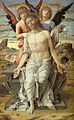 Andrea Mantegna, Le Christ mort soutenu par deux anges, 1489, huile sur panneau, 83 × 51 cm.