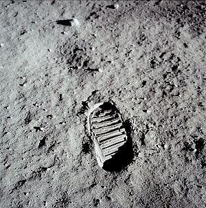 Buzz Aldrin's bootprint on the Moon.