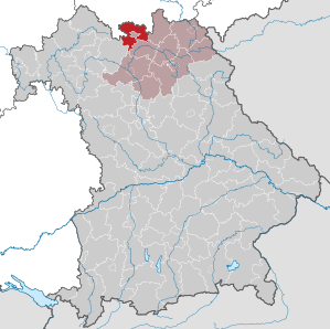 Beliggenheden af Landkreis Coburg i Bayern (klikbart kort)