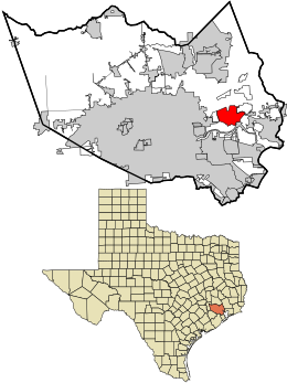 Location of Channelview in Harris County and Texas
