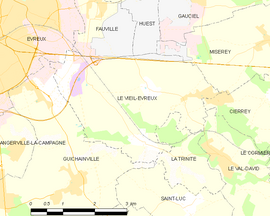 Mapa obce Le Vieil-Évreux