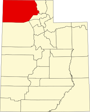 Map of Utah highlighting Box Elder County