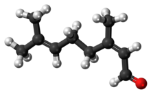 Ball-and-stick model of the neral molecule