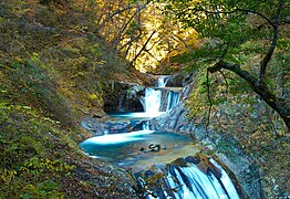 Nishizawa-Tal mit Wasserfällen