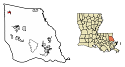 Location of Folsom in St. Tammany Parish, Louisiana.