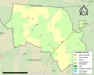 Carte en couleurs présentant l'occupation des sols.