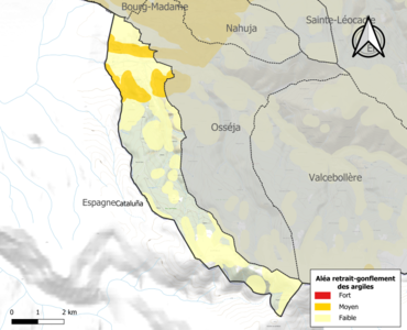 Carte des zones d'aléa retrait-gonflement des argiles.