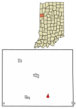 Location of Oxford in Benton County, Indiana.