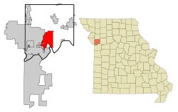 Location in the state of Missouri and in Clay County