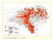 在東京的紅色區域中，多數建築是木造住宅，且密度超過每公頃55棟。這種區域被稱為木造住宅密集地域（日語：木造住宅密集地域），火災隱患大，且基礎設施匱乏。
