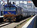 Indian Pacific liveried NR26 shunts at Central railway station, Sydney in January 2008