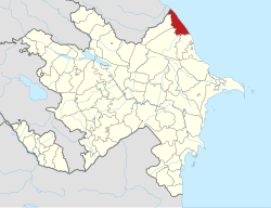 Map of Azerbaijan showing Khachmaz District