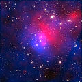 Image composite de la répartition de la matière noire au sein d'Abell 2744 (HST/VLT/Chandra).