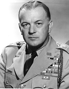 Black and white head and shoulders photo of Major General P. D. Ginder in dress uniform, circa 1955