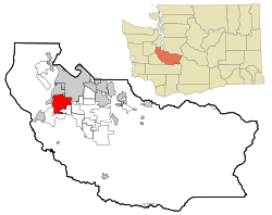 Vị trí của Lakewood in Pierce County and Washington