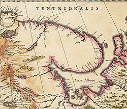 Kaart van het Kola-schiereiland met omringende zeeën uit de Novus Atlas van de Nederlandse cartograaf Willem Blaeu (1635)