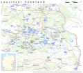 Lausitzer Seenland; Hoyerswerda ligt ongeveer op het midden van deze kaart