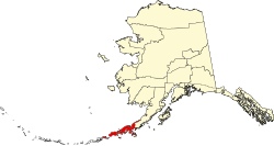 map of Alaska highlighting Aleutians East Borough