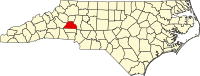 Mapo de Norda Karolino kun kantono Catawba emfazita