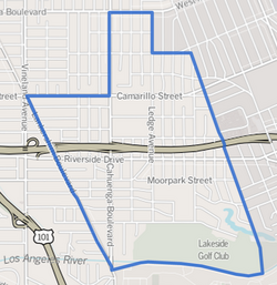 Toluca Lake boundaries as drawn by the Los Angeles Times