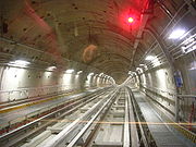 Pandangan di dalam terowong Turin Metro di Itali.