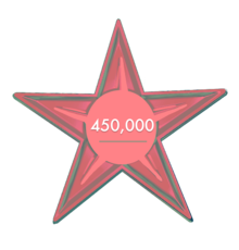 Star with the text "450,000"