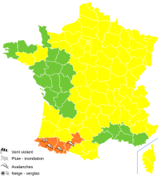 Carte de vigilance hier matin.