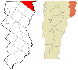 Location in Essex County and the state of Vermont.